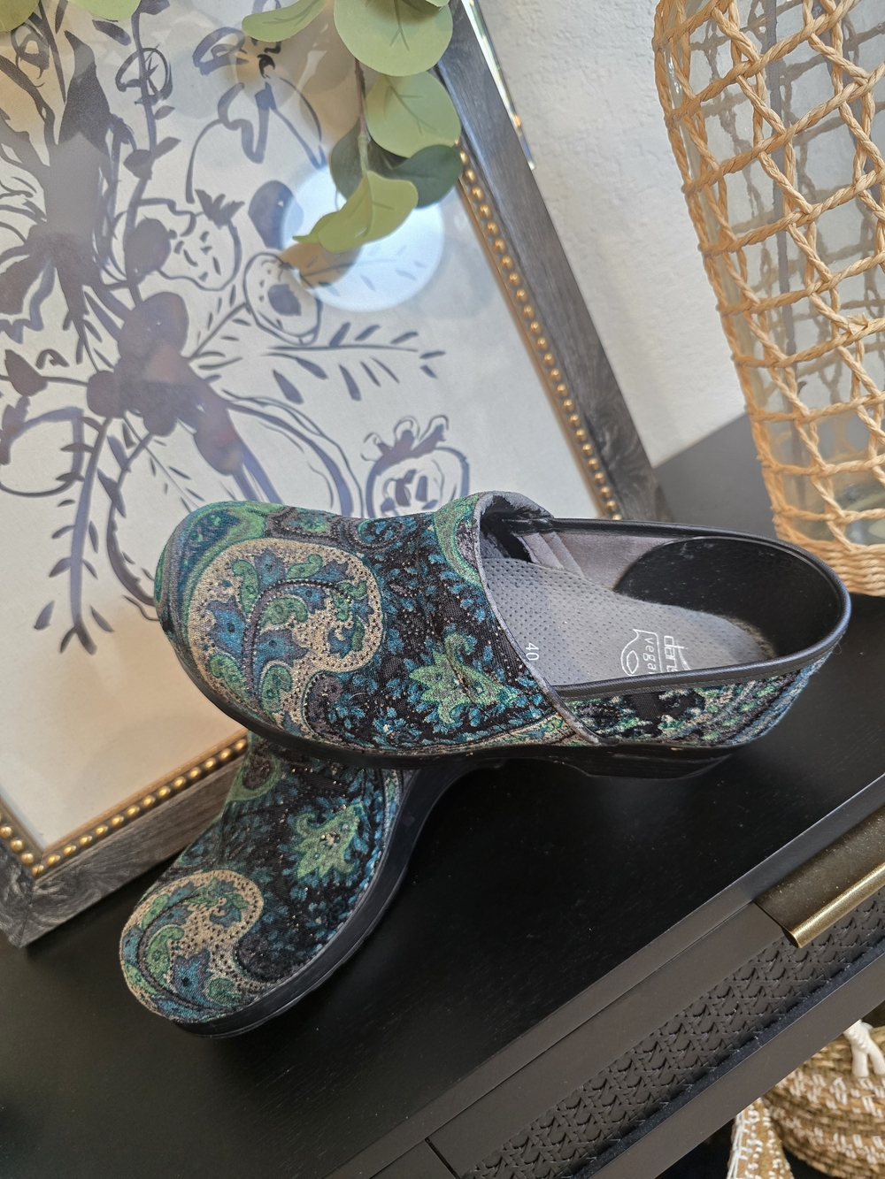 Dansko Vegan Women's Slip-On Clog Paisley Fabric 40 Vegan comfort